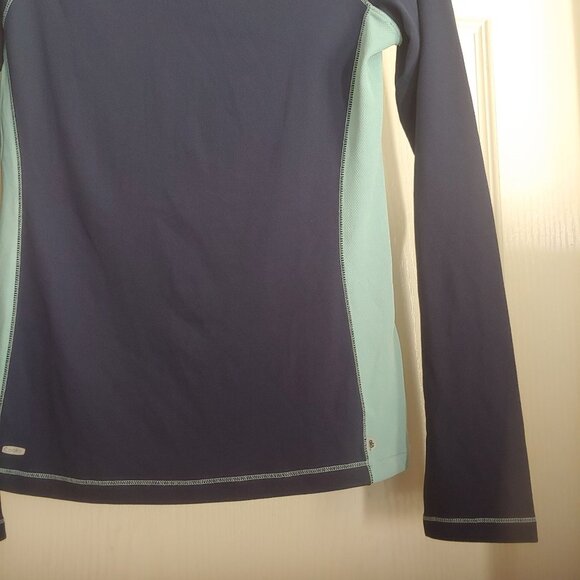 Alo Yoga Top Large Blue/Teal Colorblock Cool Fit Long Sleeve Athleisure Running - Picture 5 of 7